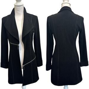 Eva Varro Barcelona Pebble Textured Knit Open Front Long Sleeve Statement Jacket